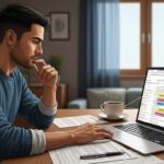 Cómo evitar fraudes laborales en Estados Unidos si eres inmigrante - "Ilustración realista de un inmigrante latino revisando ofertas laborales para evitar fraudes en Estados Unidos."