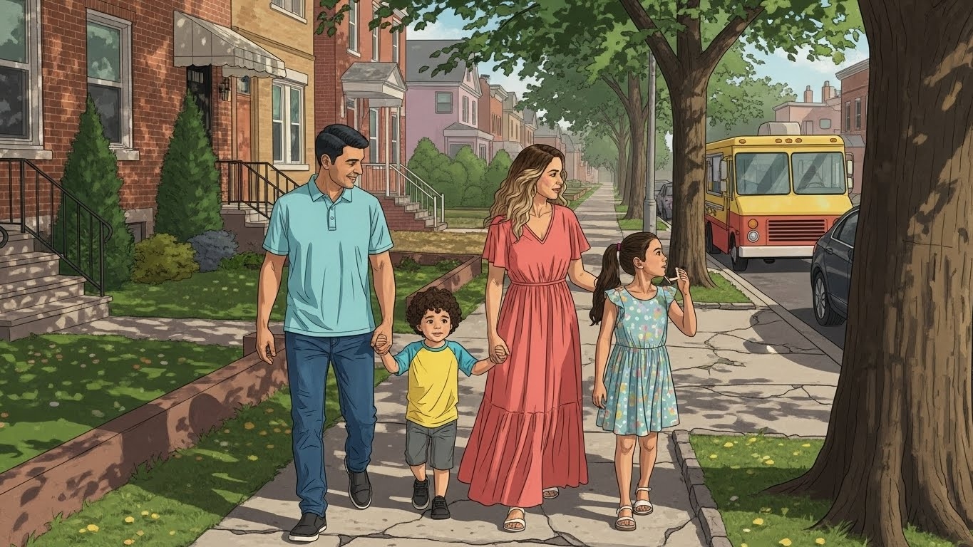 Familia latina viviendo en Estados Unidos,