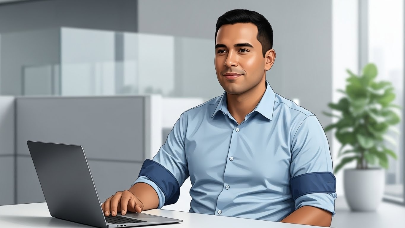 Cómo es vivir en Estados Unidos siendo latino - Trabajador latino en una oficina estadounidense realizando sus tareas diarias - 