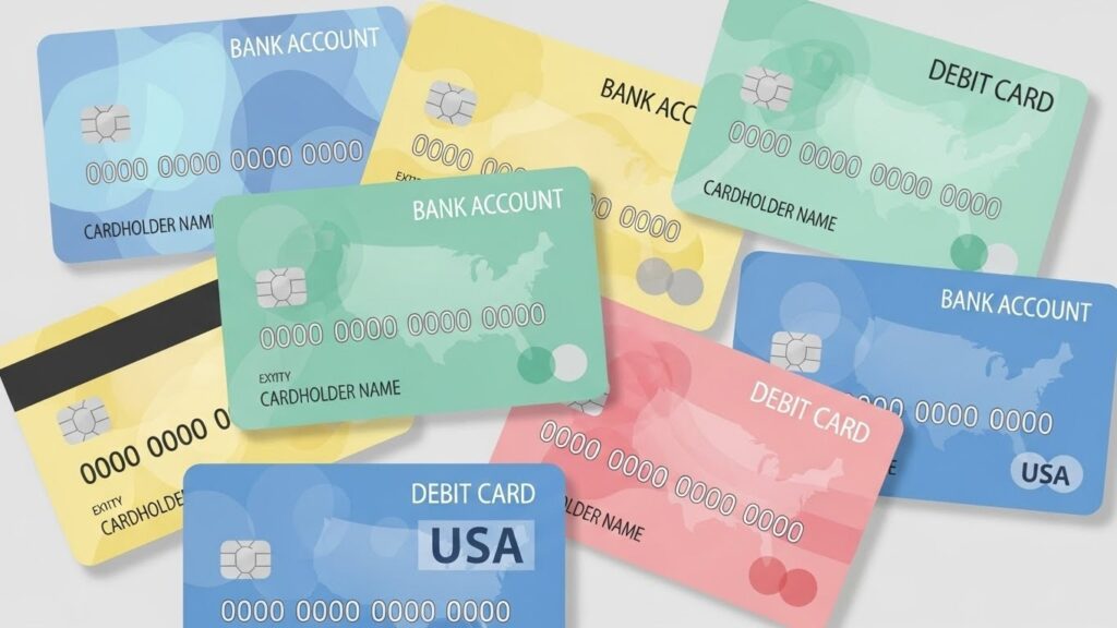 Cómo abrir una cuenta bancaria en USA siendo inmigrante - Tarjetas bancarias ilustradas sin marcas reales