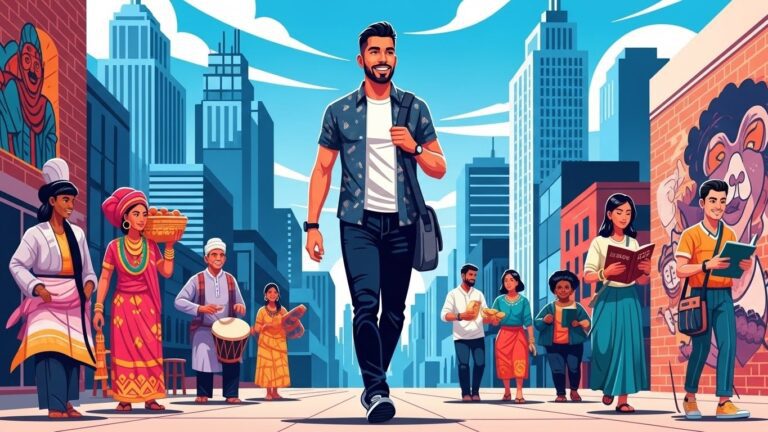 Cómo adaptarse culturalmente en Estados Unidos como latino - Latino caminando por una ciudad en Estados Unidos