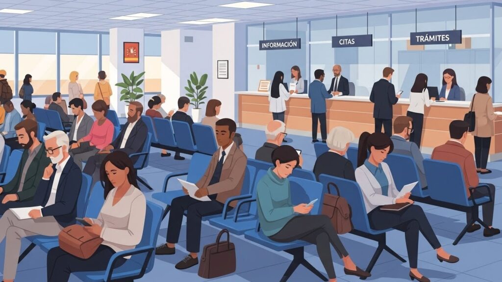 Cómo sacar el NIE en España paso a paso guía completa 2025 para latinos - Latino solicitando el NIE en una oficina de España