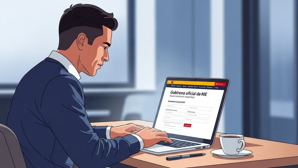Cómo sacar el NIE en España paso a paso guía completa 2025 para latinos - Latino pidiendo cita previa del NIE online