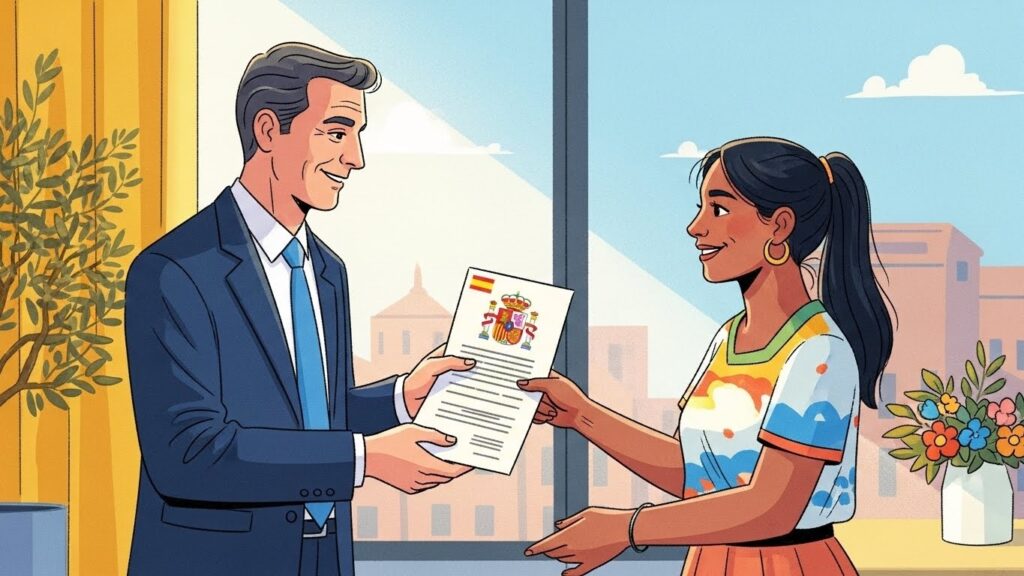 Cómo sacar el NIE en España paso a paso guía completa 2025 para latinos - Funcionario entregando NIE en España