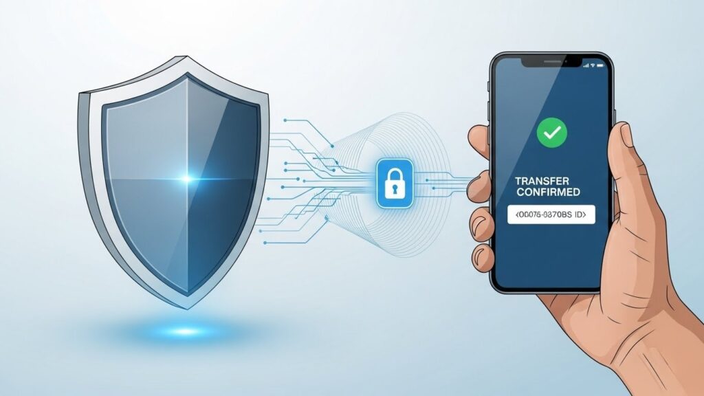 Consejos para enviar dinero desde España a tu país - “Ilustración realista de envío de dinero seguro en línea.”