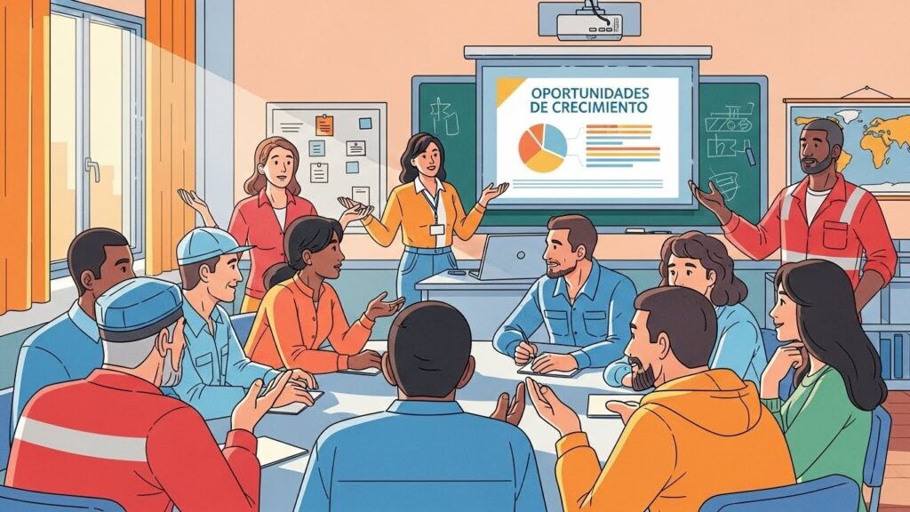 Trabajos para latinos en España sin experiencia - Grupo de trabajadores inmigrantes en capacitación laboral