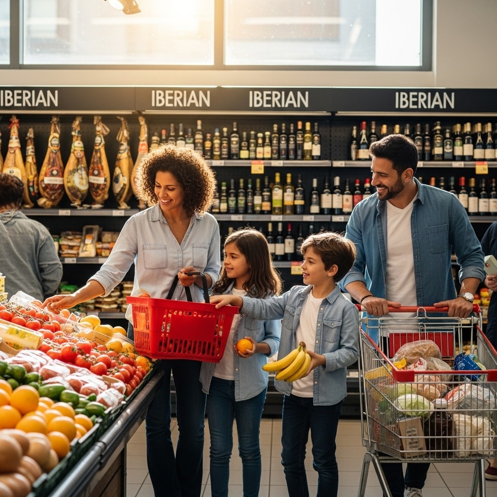 Cómo es vivir en España siendo latino - Familia latina comprando en un supermercado en España