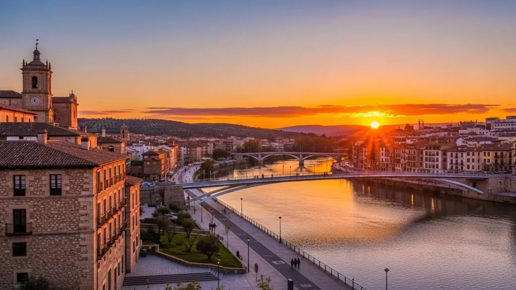 Paisaje urbano de una ciudad económica en España, ideal para inmigrantes latinos.