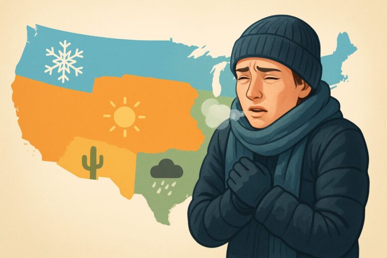 Cómo adaptarte al clima de Estados Unidos si vienes de un país tropical - "Ilustración de condiciones de calor extremo en algunos estados de Estados Unidos."