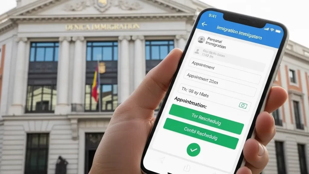Uso de tecnología y citas previas para trámites de residencia en España.