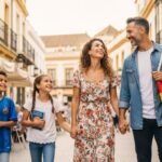 Familia latina disfrutando de su nueva vida en España tras emigrar exitosamente