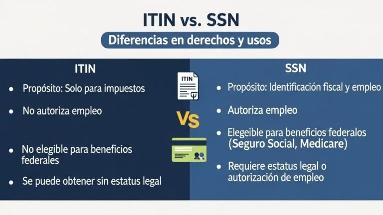 tabla comparativa entre el ITIN Number y el Social Security Number para inmigrantes.
