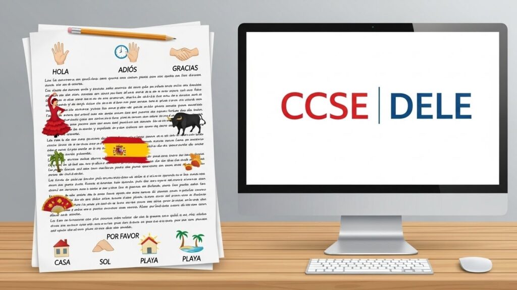 Guía para solicitar la nacionalidad española si eres latinoamericano - "Ilustración de los exámenes CCSE y DELE para obtener la nacionalidad española."