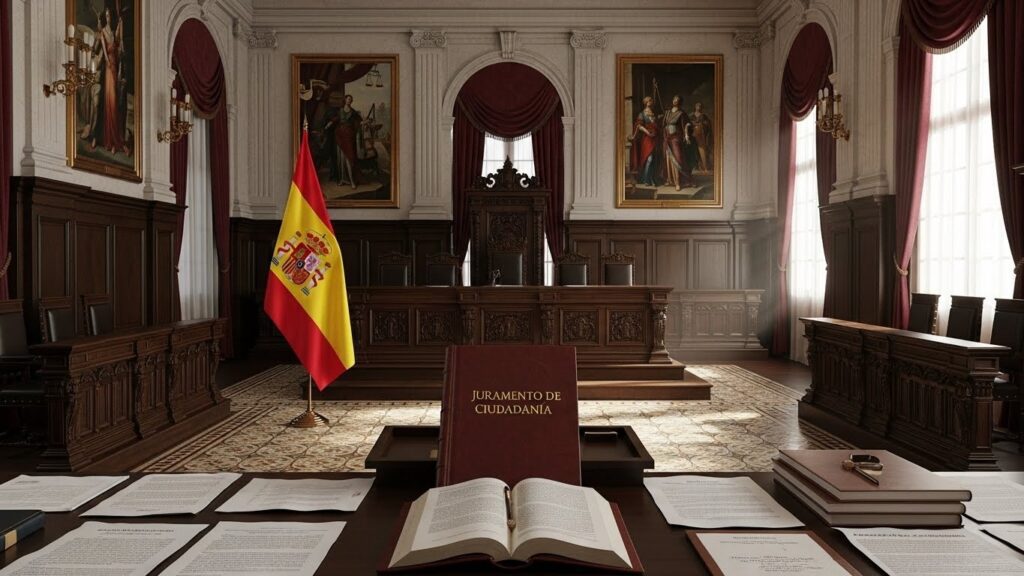 Guía para solicitar la nacionalidad española si eres latinoamericano - "Ilustración del proceso simbólico de jura de nacionalidad en España."