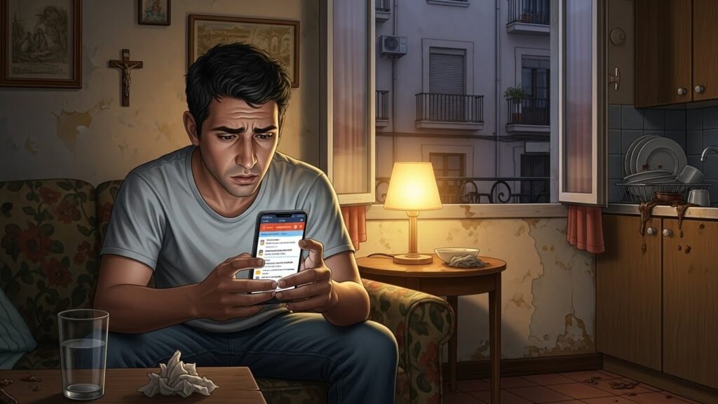 Los mejores trabajos nocturnos o de fin de semana para inmigrantes en España (2026) - Inmigrante buscando empleos nocturnos y de fin de semana en España desde su móvil.