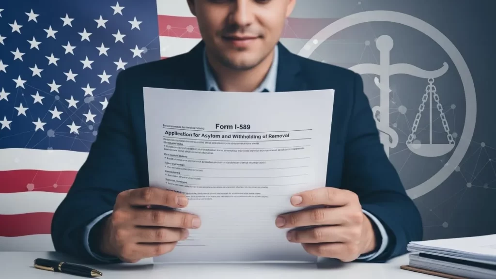 Documentación de asilo I-589, evidenciando la complejidad legal y la necesidad de asesoramiento para la solicitud de asilo en Estados Unidos.