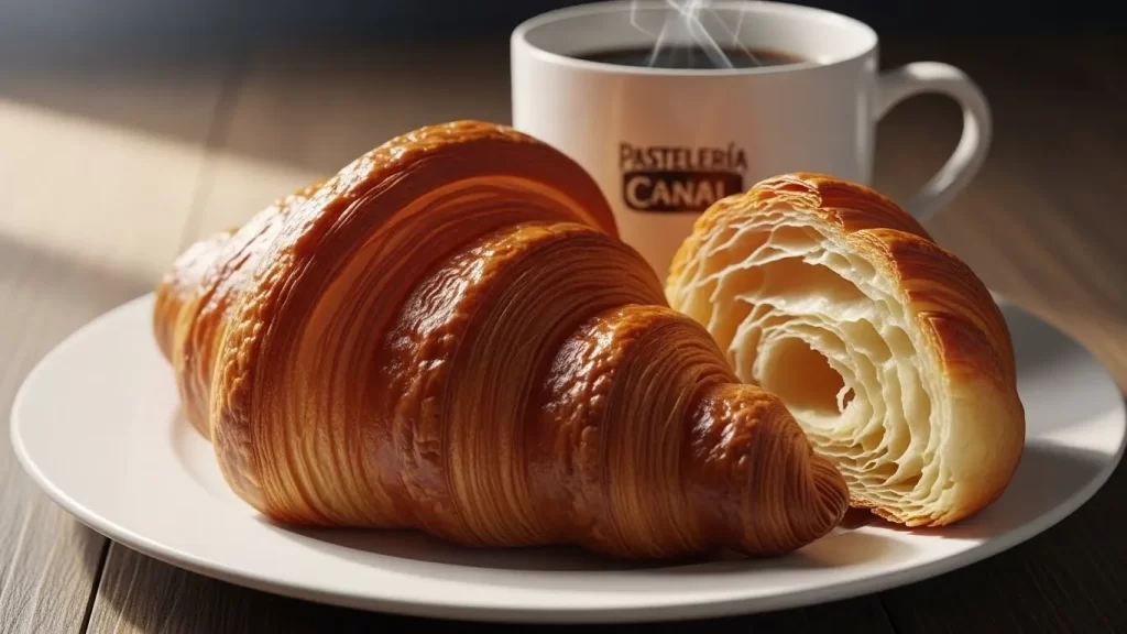 mejor croissant de mantequilla de España servido en la Pastelería Canal de Barcelona,