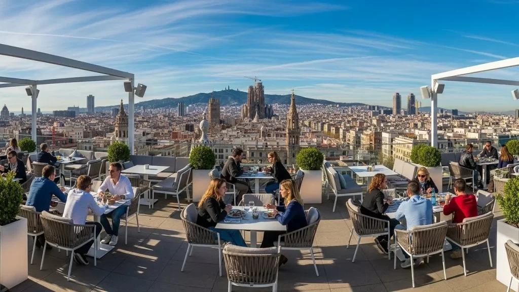 Vistas gratuitas de Barcelona desde el restaurante de la última planta de El Corte Inglés de Plaza Catalunya.