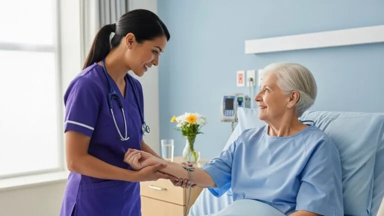 Auxiliar de enfermería latina trabajando en el sector salud en España, 