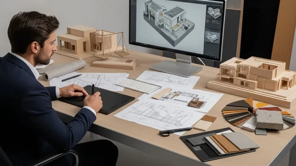 Profesional creativo trabajando en un proyecto de alto nivel para su aplicación a la Visa de Talento O-1.