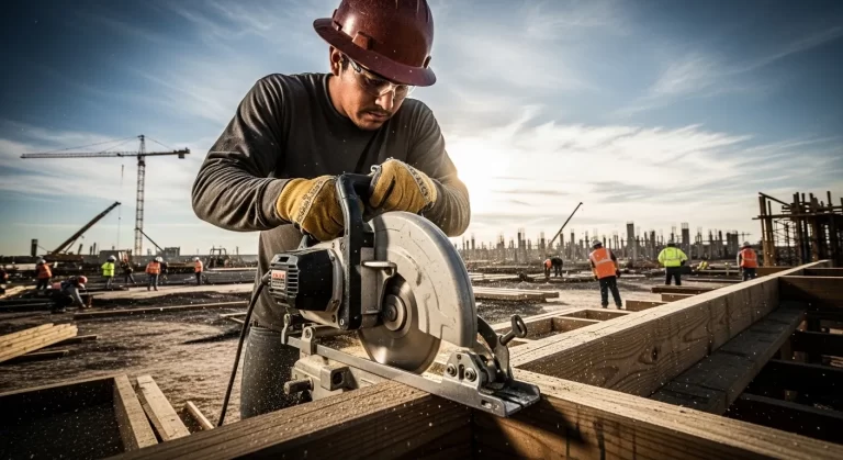Operario de bodega latino utilizando un escáner manual para registrar inventario en un gran centro logístico moderno.