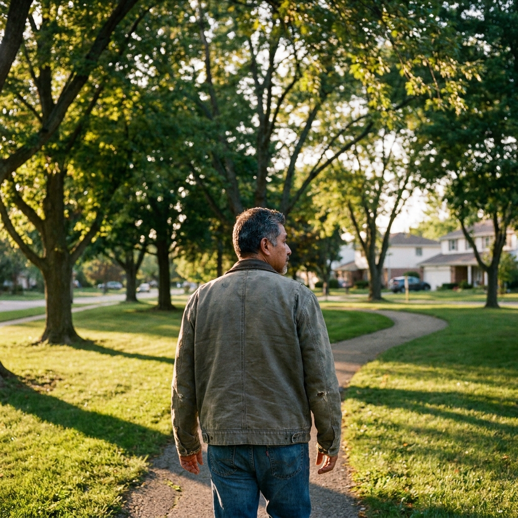 Hombre caminando al aire libre para bajar el cortisol y mejorar el bienestar mental