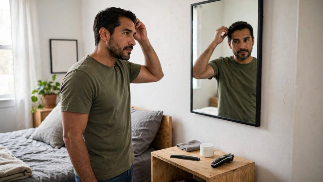 Hombre mejorando su imagen personal con una rutina sencilla