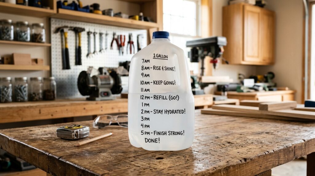Termo de agua grande para mantener la hidratación celular durante el trabajo diario.