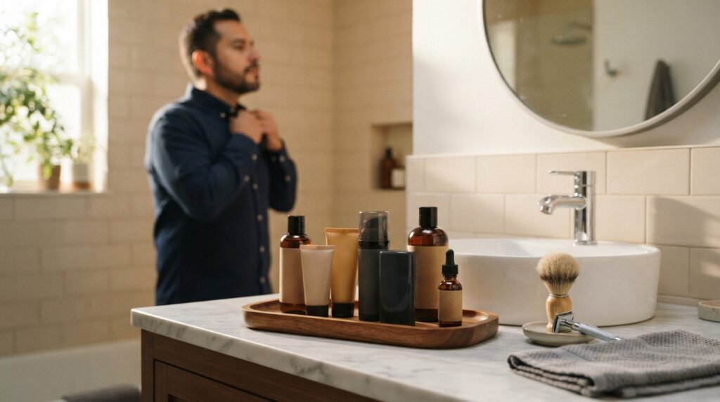 Kit básico de productos para el cuidado personal masculino