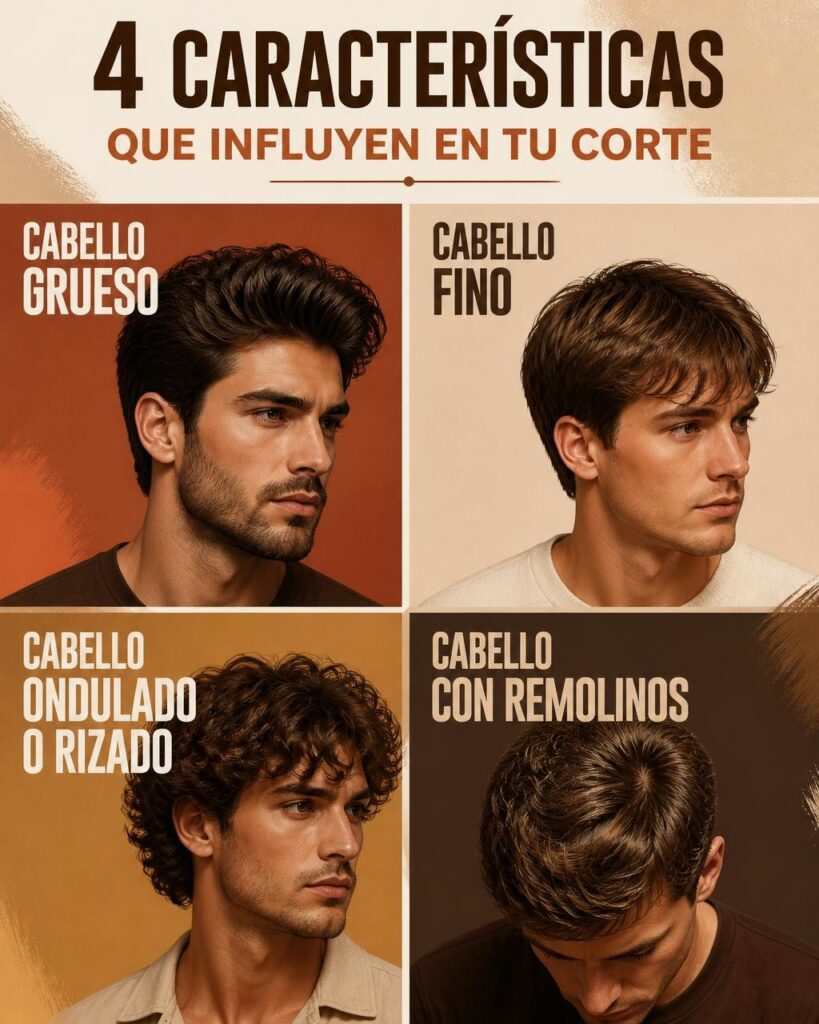 Diferentes tipos de cabello masculino que pueden influir en la elección del corte