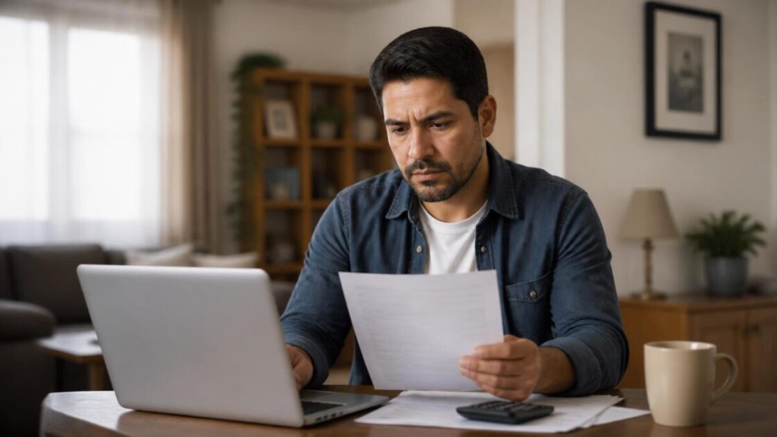 Hombre latino revisando sus opciones después de perder su trabajo
