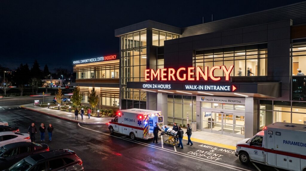 Sala de emergencias de un hospital americano lista para atender señales de alarma cardíaca o vascular.