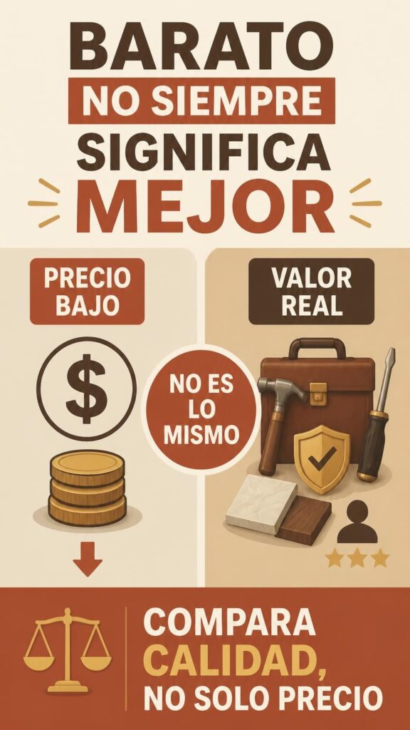 Comparación entre precio y valor al contratar un manitas