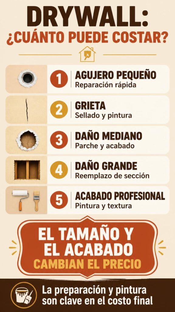 Drywall — el tamaño y el acabado cambian el precio