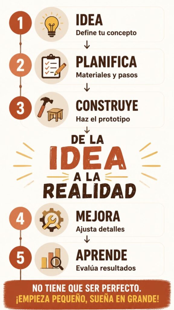 Diferentes proyectos de bricolaje realizados en un taller doméstico