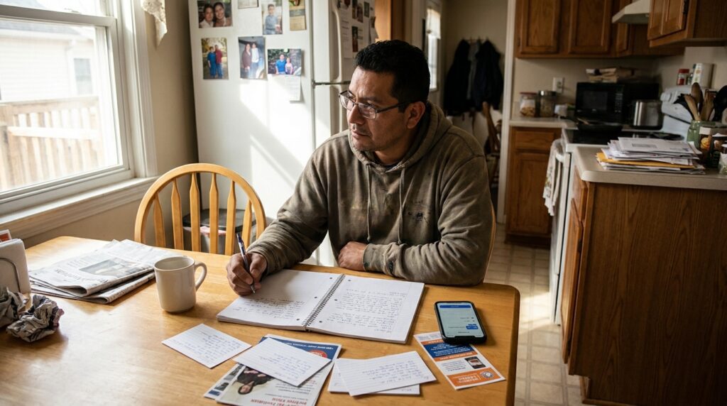 Hombre latino practicando inglés para desenvolverse en Estados Unidos