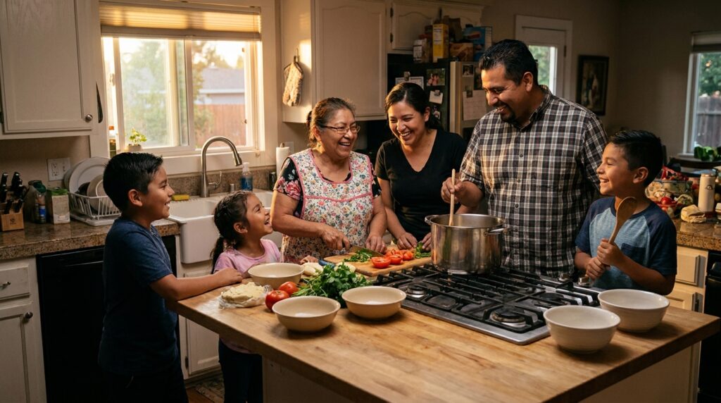 Familia latina manteniendo sus costumbres mientras vive en Estados Unidos