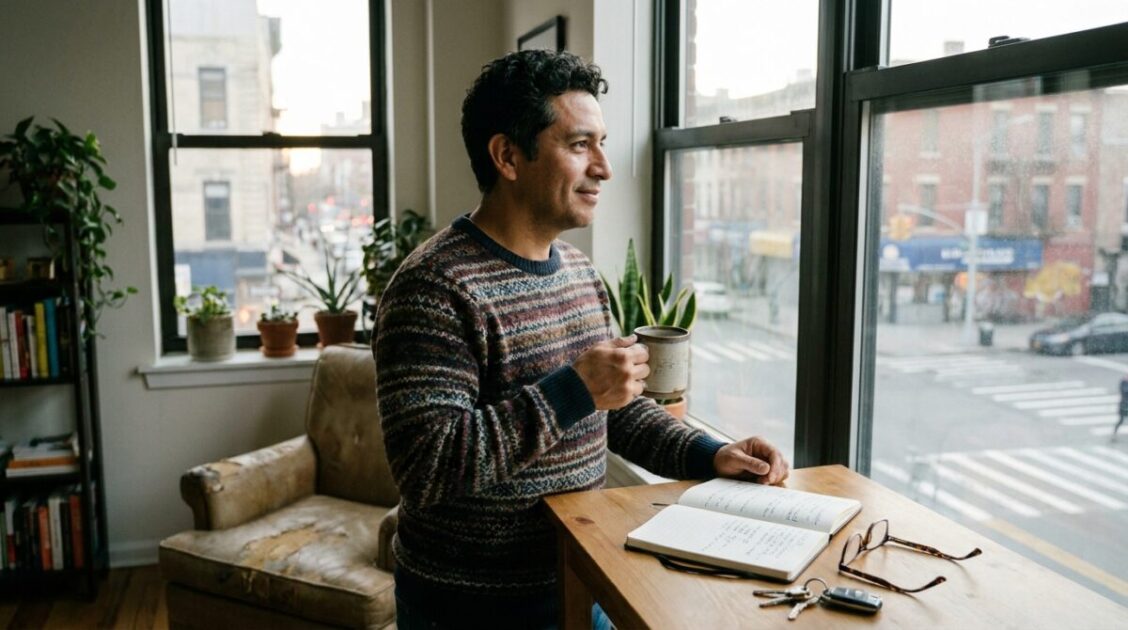 Hombre latino comenzando una nueva vida en Estados Unidos